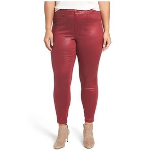 Melissa Mccarthy Seven7 Coated Red Pencil Skinny